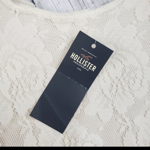 Hollister Lace Dress  Neutral  Nude Long Sleeve Mini  Sexy Night Out  Large  NEW - Picture 8 of 8